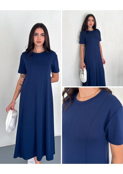 Kadın Bisiklet Yaka Modal Kumaş Elbise