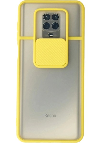 Xiaomi Redmi Note 9 Pro Kılıf Palm Buzlu Kamera Sürgülü Silikon - Sarı