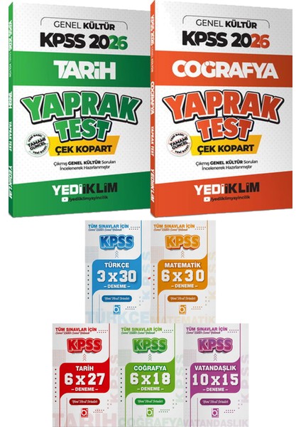 Kpss 2026 Tarih Coğrafya Yaprak Test Çek Kopart - 5 Ders 31 Deneme