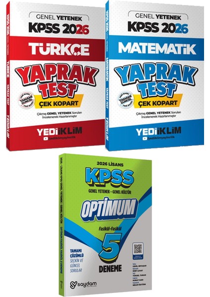Kpss 2026 Türkçe Matematik Yaprak Test Çek Kopart - Lisans Optimum 5 Deneme