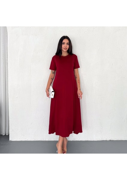 Kadın Bisiklet Yaka Modal Kumaş Elbise