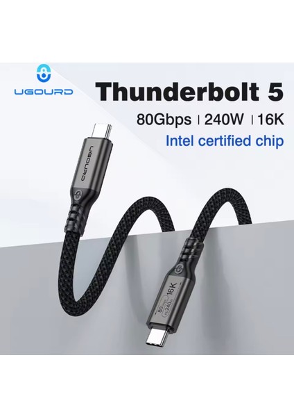 30Cm.Thunderbolt 5 E-Marker Akıllı Çip Usb 4.0 240W 80Gbps Gen4 16K Pd 240W Hızlı Şarj Data Kablosu ve Görüntü Aktarım Type-C Thunderbolt 4/3 İle Uyumlu Yeni Nesil Son teknoloji Orjinal