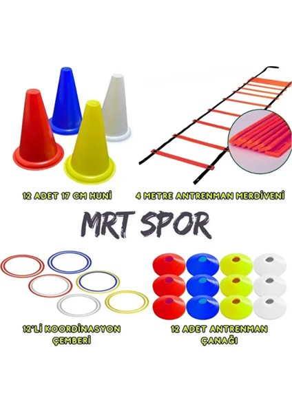 Futbol Basketbol Antrenman Seti 4m Kırmızı Merdiven Huni Çanak Koordinasyon Çemberi Antrenman Seti