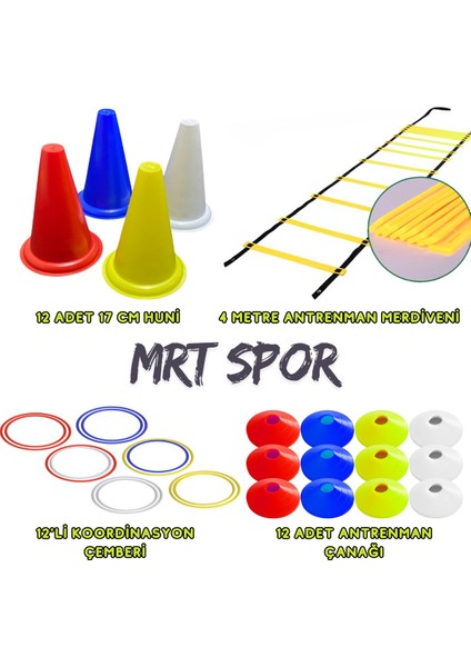 Futbol Basketbol Antrenman Seti 4m Kırmızı Merdiven Huni Çanak Koordinasyon Çemberi Antrenman Seti fırsatları