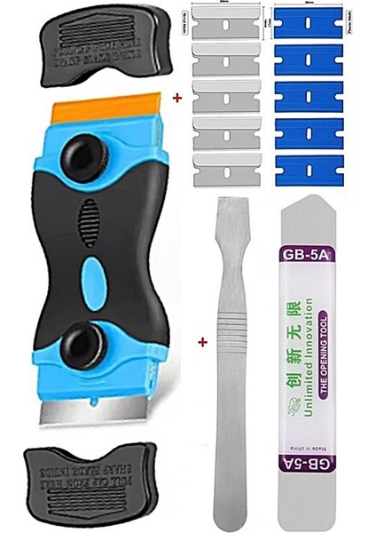 Çok Amaçlı Set Plastik ve Metal Kazıyıcı, Pencere Camı Temizleyici, Film Araba ve Ev Için Yapıştırıcı Sökücü Aracı ST04