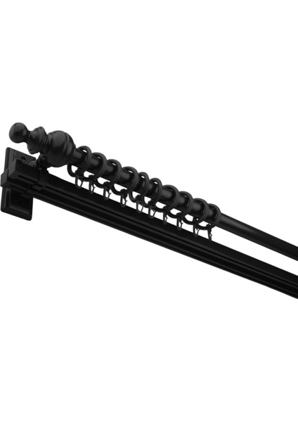 Siyah Çift Raylı Ahşap Rustik Perde Askısı Rustik Borusu modelleri