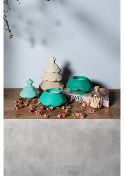 Yılbaşı 3 Parçalı Çam Ağacı Beton Mumluk fiyatları