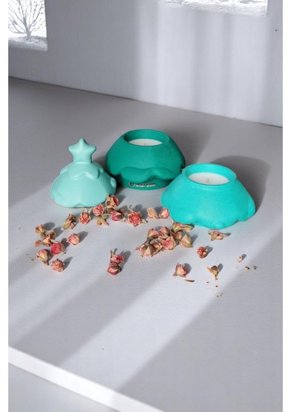 Yılbaşı 3 Parçalı Çam Ağacı Beton Mumluk modelleri