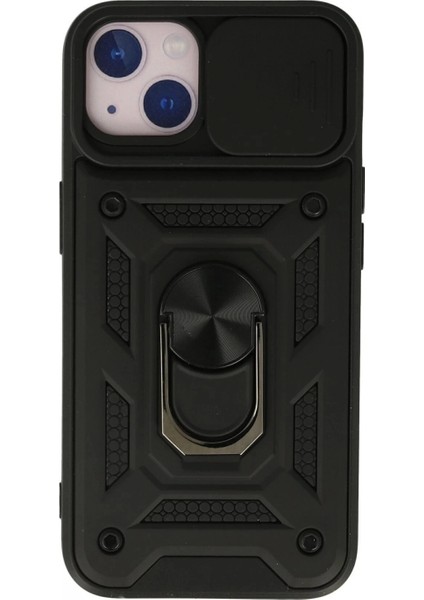 iPhone 15 Kılıf Pars Lens Yüzüklü Silikon - Siyah