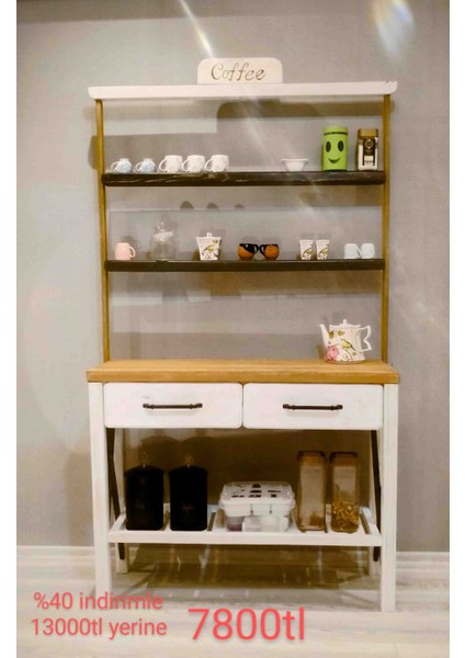 Ahşap Kahve Köşesi, 100CM Rustik, Masif Kahve Köşesi