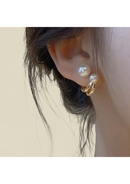 Gold Kaplama Inci Küpe