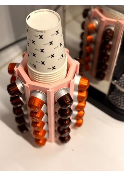 Nespresso Kahve Makinesi Pembe Kapsül Düzenleyici ve Bardaklık | 40’lı Kapsül Standı | fiyatları