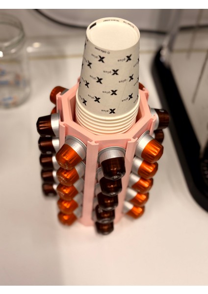 Nespresso Kahve Makinesi Pembe Kapsül Düzenleyici ve Bardaklık | 40’lı Kapsül Standı | fırsatları