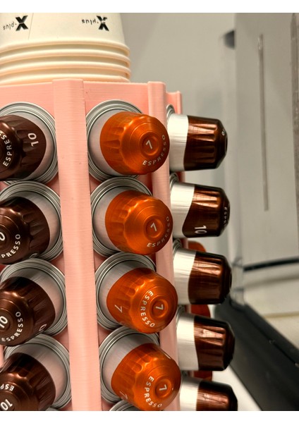 Nespresso Kahve Makinesi Pembe Kapsül Düzenleyici ve Bardaklık | 40’lı Kapsül Standı | indirimleri