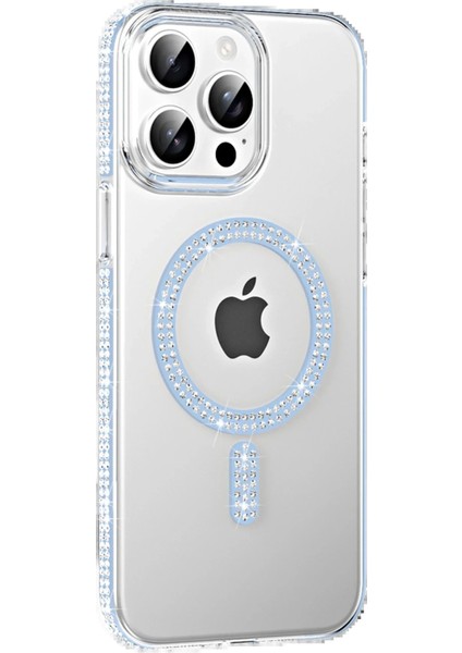 Apple iPhone 14 Pro Max Move Taşlı Magsafe Kapak - Mavi