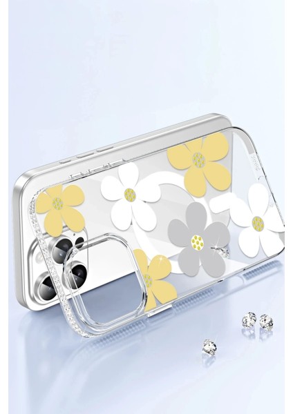 Apple iPhone 16 Pro Max Floral Magsafe Kapak - Turuncu modelleri