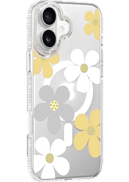 Apple iPhone 16 Floral Magsafe Kapak - Sarı