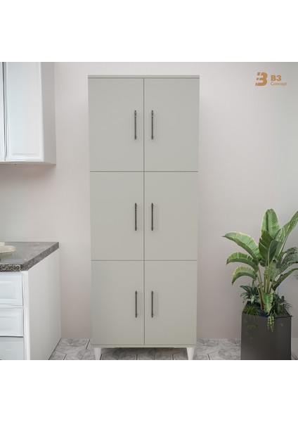 B3CONCEPT Geniş Hacimli 6 Kapaklı 6 Raflı Çok Amaçlı - Kolay Kurulum - Mutfak Balkon Banyo Erzak Kiler Dolabı indirimleri