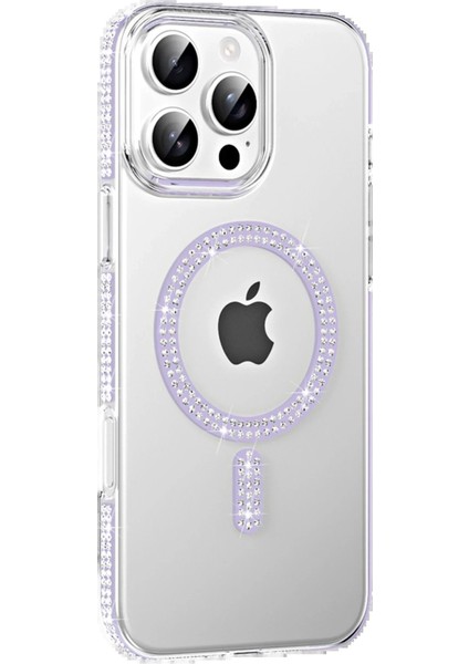Apple iPhone 16 Pro Max Move Taşlı Magsafe Kapak - Lila