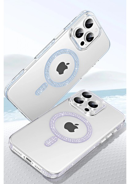 Apple iPhone 14 Pro Max Move Taşlı Magsafe Kapak - Pembe