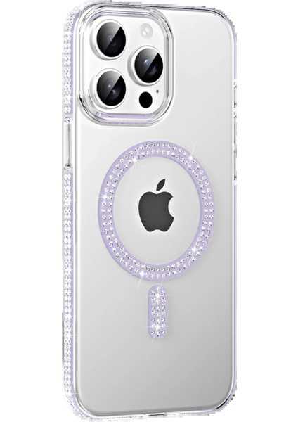 Apple iPhone 15 Pro Move Taşlı Magsafe Kapak - Lila