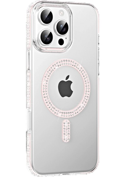 Apple iPhone 16 Pro Max Move Taşlı Magsafe Kapak - Gümüş