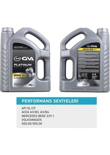 Motor Yağı 20W50 4 Lt Platınum Mineral Apı Sl/cf