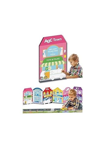 Tots & Folks Abc Tow Multi Activity Set, Wipe Clea Foldable Book Ad Puzzle, Yol ve Alfabe Puzzle Ki