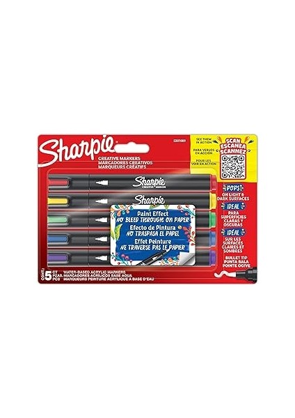 Sharpie Creative Marker Akrilik Boya Kalemleri | Yuvarlak Uçlu Su Bazlı Boya Kalemi | Mürekkep Kağı fiyatları
