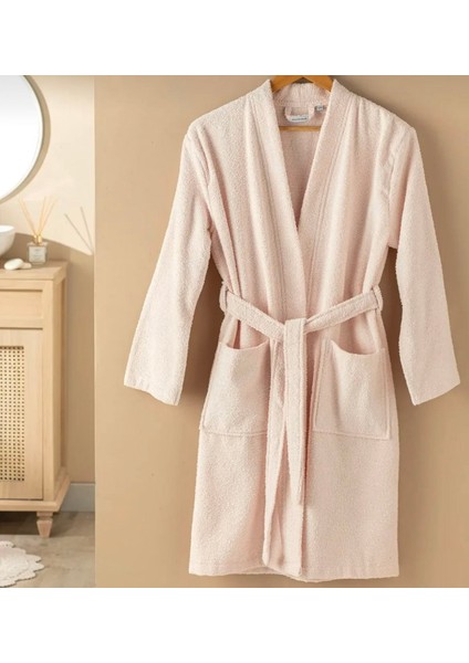 Plain Pamuklu Bayan Bornoz Açık Pembe