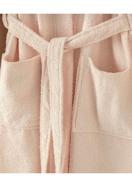 Plain Pamuklu Bayan Bornoz Açık Pembe modelleri