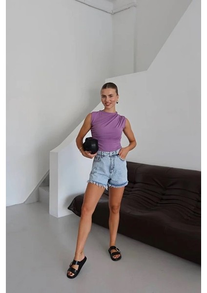 Kadın Bisiklet Yaka Büzgülü Sandy Sıfır Kol Bluz fiyatları