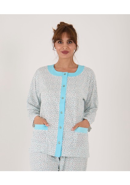 Yeni Ürün...% 100 Pamuk Geniş Kesim Önden Komple Düğmeli Kadın Pijama Takımı