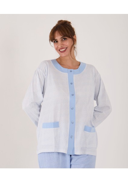 Yeni Ürün...% 100 Pamuk Geniş Kesim Önden Komple Düğmeli Kadın Pijama Takımı