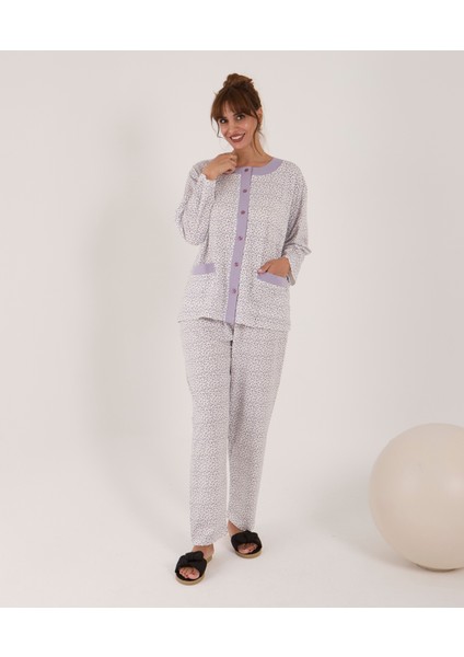 Yeni Ürün...% 100 Pamuk Geniş Kesim Önden Komple Düğmeli Kadın Pijama Takımı