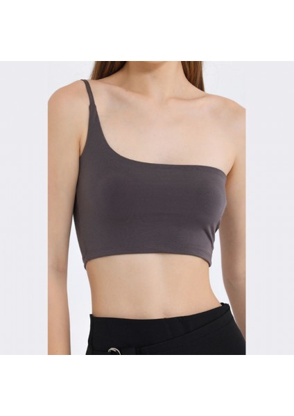 Kahverengi Askı Detay Crop Top