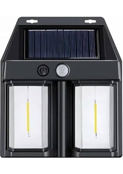 Rustik Ampul Ikili Solar Duvar Aplik Güneş Enerjili Hareket Sensörlü
