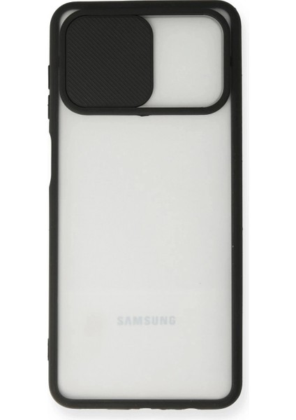 Samsung Galaxy A12 Kılıf Palm Buzlu Kamera Sürgülü Silikon - Siyah modelleri