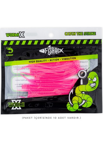 10 Adet Karides Kokulu Uv Silikon Kurt Yem - Lrf Yem - 1 Gram - 70MM - Fishack Wormix - Pink Glow indirimleri