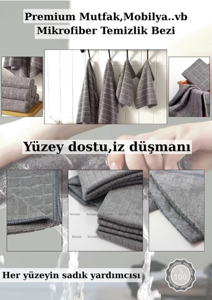 (3 Adet) Mikrofiber Premium Mutfak Temizlik Bezi (40 x 40 cm)