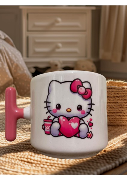 Hello Kity Çift Taraf Baskılı Kupa- Seramik Çay, Kahve Hediyelik Bardağı