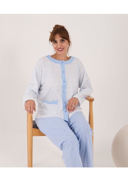 Yeni Ürün...% 100 Pamuk Geniş Kesim Önden Komple Düğmeli Kadın Pijama Takımı fırsatları