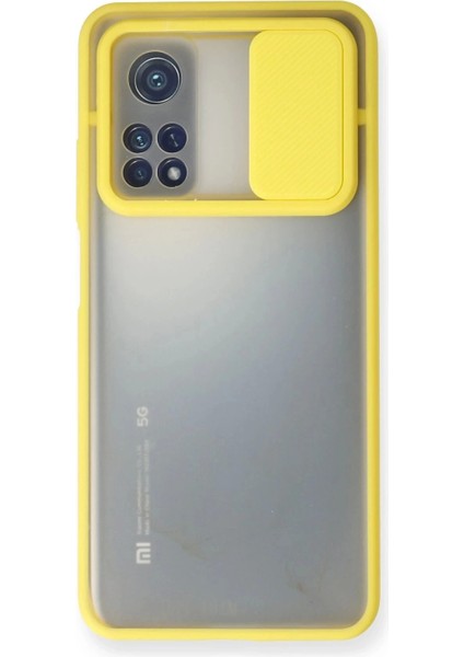 Xiaomi Mi 10T Kılıf Palm Buzlu Kamera Sürgülü Silikon - Sarı