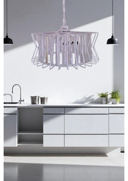 Antik Şeker 3’lü Avize – Beyaz, Kristal Tabut Taşlı, Modern,sarkıt