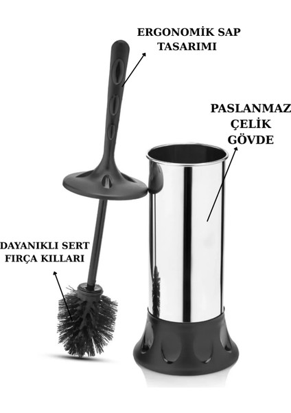 2'li Banyo Seti Paslanmaz Pedallı Metal 5 Lt Çöp Kovası Wc Klozet Tuvalet Fırça Seti Banyo Çöp Kova indirimleri