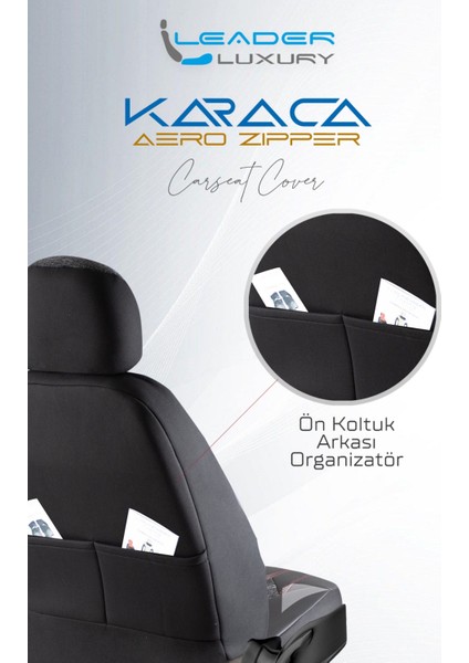 kia Cerato Yeni ile Uyumlu Lüx Deri Detaylı Keten Oto Koltuk Kılıfı Ön Arka Takım Karaca Siyah indirimleri