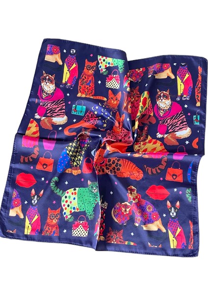 2 Li Saten Bandana Seti Saten Fular Saten Çanta Aksesuarı Özel Desen Bandana 45X50 cm fiyatları