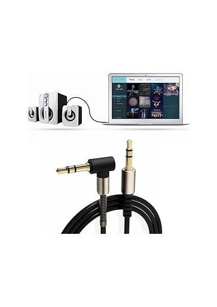 Buffer® 3.5mm Aux Kablosu Jak Erkek Erkek L Tipi 1 Metre Ses Aktarım Kablosu