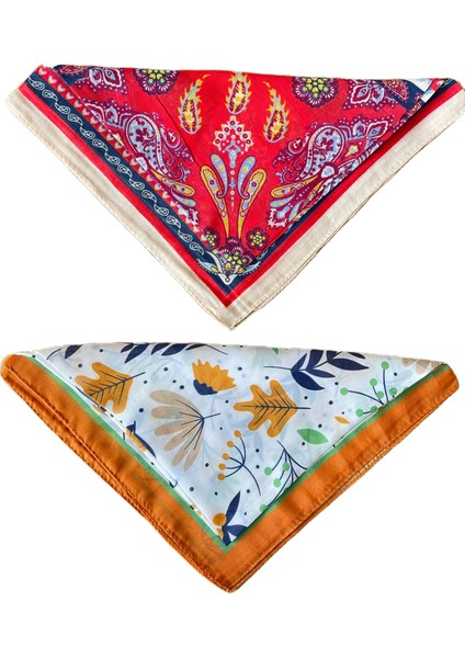 2 Li %100 Pamuklu Bandana Seti Özel Desen Bandana Fular Çanta Aksesuarı Bandana 45X50 cm