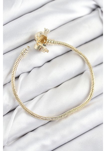 Pirinç Charm Zirkon Taşlı Taç Model Gold Renk Kadın Bileklik fiyatları